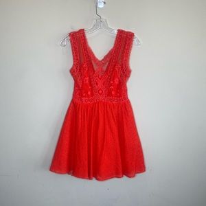 Free People Lace Fit & Flare Mini Dress💋